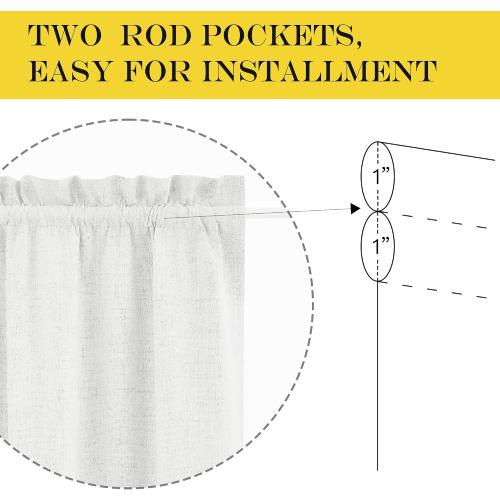 NICETOWN Linen Door Curtain for Windows, French Door Curtains for Privacy, 100% Blackout Window Covering for Bedroom Living Room (White Dove, 25 W x 72 L, 1 Panel)