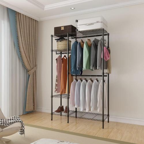 Clothing Racks For Hanging Clothes Rack Portable Closet Garment Coat Rack With Shelves, Hanger Stand Wardrobe Closet,Portable Clothing Rack for Hanging Clothes, Closet Organizers and Storage System