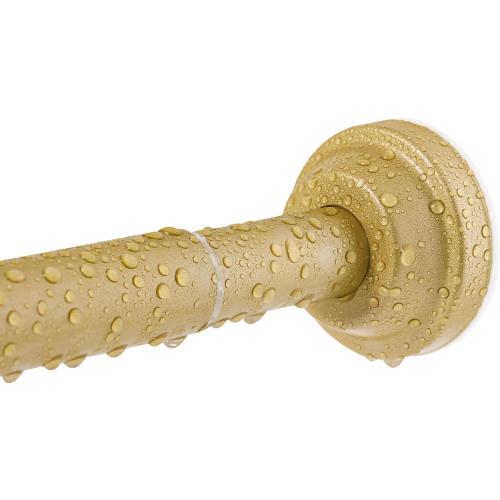 Shower Curtain Rod, 40 to 74 Inch Gold Tension No Drill Adjustable Heavy Duty Bathroom Shower Spring Rod, No Drilling Curtain Rods for Bathroom, Anti-Slip