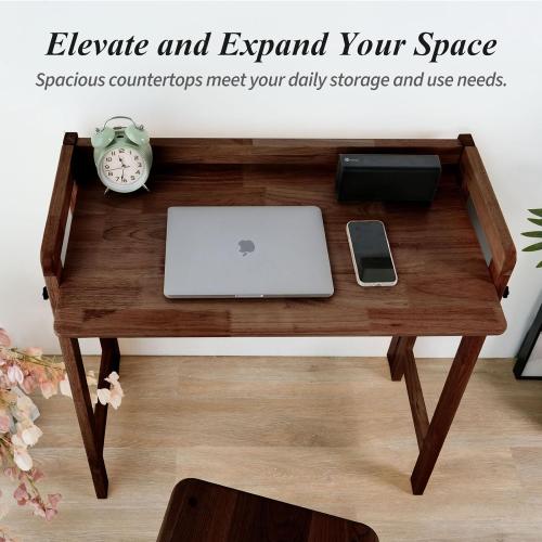 Size 39.4 W x 27.6 H x 13.6 D Inches, Computer Desk, Foldable Desk, Home Office Desks, Solid Wood Writing Desk, Mid Century Modern Desks, Oak Study Table, Folding Desks for Small Spaces, 39.4 W x 27.6 H x 13.6 D Inches, Walnut