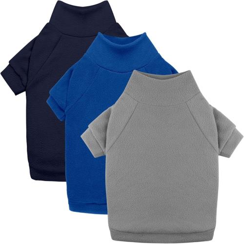 3 Pack Dog Sweaters for Large Dogs, Fleece Dog Sweater Large Pet Clothes Turtleneck Soft Warm Sweatshirt Boy Girl Pet(Gray Royal Blue Navy,L)