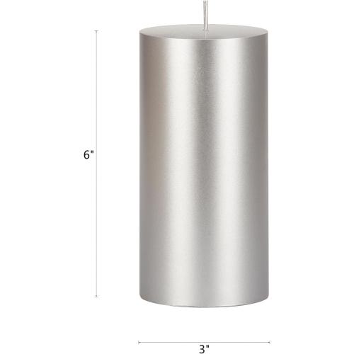 Mega Candles 1 pc Unscented Solid Silver Pillar Candles, Hand Poured Premium Wax Candle 3 Inch x 6 Inch, Home Décor, Spas, Weddings, Occasions, Party, Centerpieces, Holidays, Vigils, Prayers