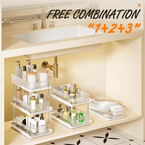 ESTHELLO 3-Tier Bathroom Counter Organizer: Vertical Storage Design for Crowded Counters, Vanity Organizer, Multi-Functional Organization, Lvory White