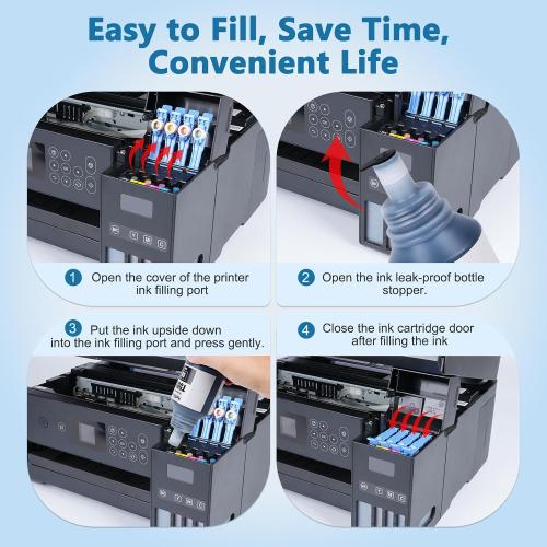 502 Ink Refill Bottles ET-2850 ET-3850 ET-4850 ET-15000 502 Ink Compatible for ET 2850 ET 3850 ET-4760 ET-2760 ET-3830 ET 4850 ET 15000 ET-3843 ET-2980 ET-3950 4950 3750 Printer