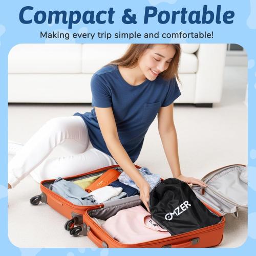 omzer Inflatable Toddler Airplane Bed: Upgrade Airplane Seat Extender for Kids with Cup Holder & Seat Belt - Portable Baby Travel Bed with Travel Bag & Quick Inflation Hand Pump