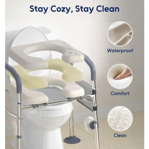 Raised Toilet Seat with Handles, Width & Height Adjustable Toilet Seat Risers for Seniors, Heavy Duty 400lbs Elevated Toilet Seat for Elderly, Pregnant, Handicap, Fit Any Toilet
