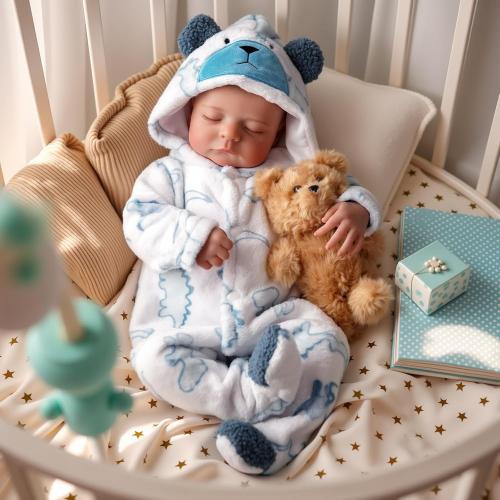 BABESIDE 20 Inch Reborn Baby Doll Boy, Full Vinyl Realistic Newborn | Poseable Full Vinyl Body, Hand-Painted Newborn Details, Clothes and Accessories and Gifts, Kids Ages 3