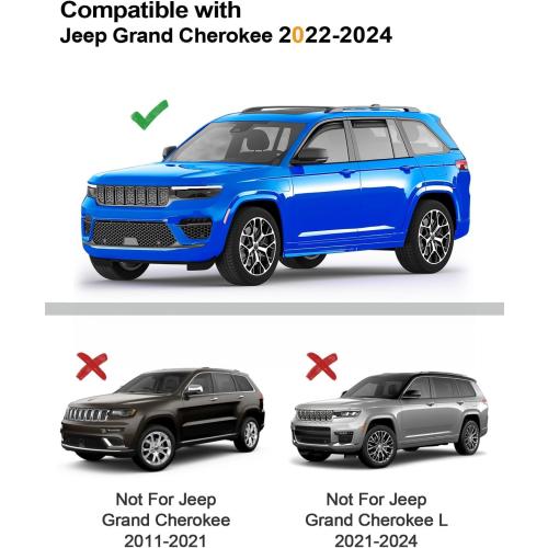 4 Pcs Deejecsun in-Channel Window Rain Guards Fit for Jeep Grand Cherokee 2-Row 2022-2025 (Not for L,Not for 3-Row) Extra Durable Window Deflectors Vent Visors Shades Visors Rain Guards -4 pcs