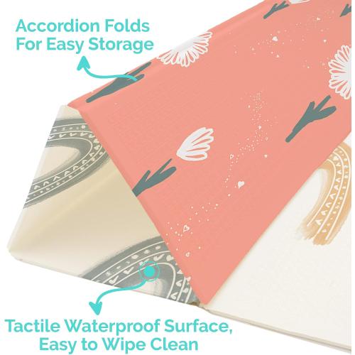 JumpOff Jo Foldable Foam Play Mat – Large Waterproof Baby & Toddler Activity Floor Mat, Double-Sided 70 x 59 Inch Play Surface