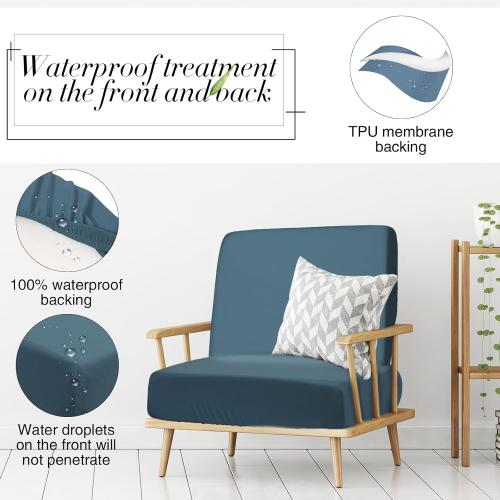 Newwiee 12 Pcs Patio Outdoor Cushion Covers Replacement Waterproof Stretch Sofa Couch Cushion Covers Washable Individual Couch Slipcovers Set Furniture Protector for Pets(20-27 Inch,Gray Blue)