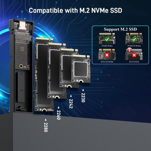M.2 NVMe SSD Enclosure, Tool-Free Installation, External SSD Reader