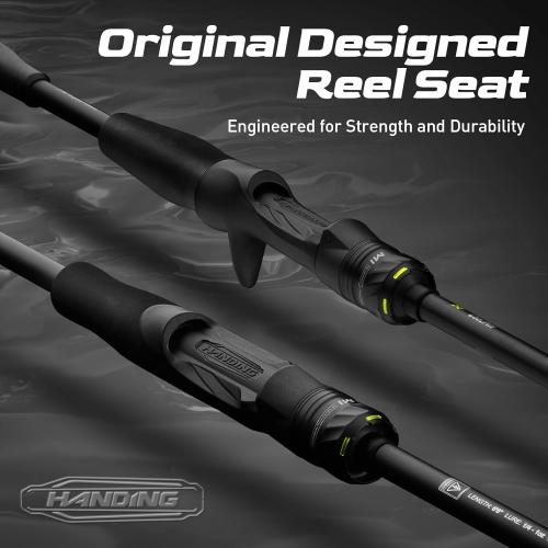 HANDING M1 Bass Fishing Rod Fast Action Spinning & Casting Rod with Fuji Guide Rings for Trout Walleye Bass Northern Pike Muskie Snook Redfish