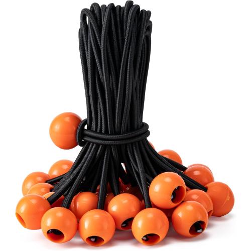 30 Pack Ball Bungee Cord, Heavy Duty Bungie Cord Balls (6,Black/Orange)