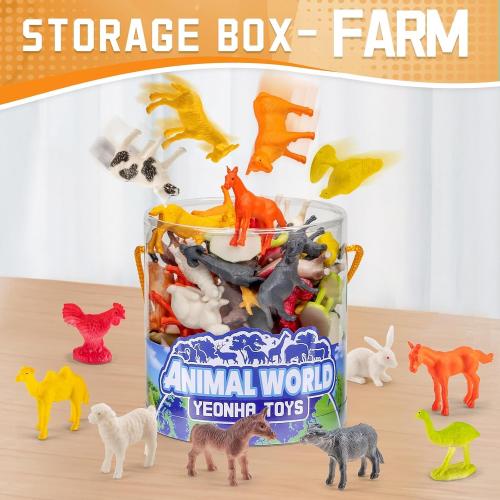 Mini Farm Animal Figurines with Gift Box, 60 Pcs Realistic Tiny Plastic Animal Toys for Toddlers, Farm Themed Party Decoration, Christmas Easter Thanksgiving Favors, Birthday Gifts, Cupcake Topper
