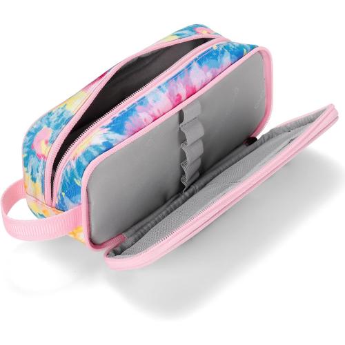 Choco Mocha Girls Pencil Case for Kids, Soft Large Zipper Pencil Pouch for Kids with 2 Compartments Girls Pencil Case for School Tie Dye Pencil Bag, Colorful