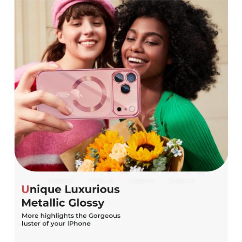 for iPhone 17 Pro Max Case with 1x Screen Protector, [Compatible with MagSafe] [Integrated Camera Protection], Non Yellowing Slim Cute Women Girly Magnetic Cover for iPhone 17 Pro Max, Pink