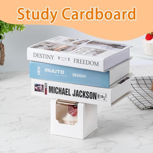 BOOMIBOO 25 Pack Individual Cupcake Containers, Cupcake Boxes with Window, Food Grade Cupcake Holders with Inserts, Stackable Deep Cupcake Carrier Easy Transport and Presentation (White)