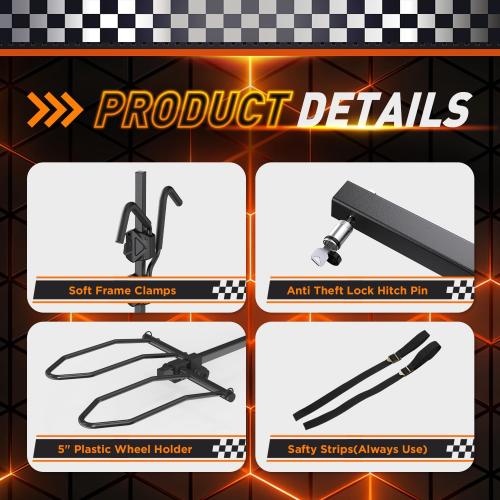 TANX Bike Racks for Ebikes,Fat Tire Bike Rack for Tow Hitch 2-Bike 160 lbs Capacity,Hitch Bike Rack for Heavy E Bike, Wobble Free Smart Tilting Folding Bicycle Car Racks for Standard, 2 inch Receiver