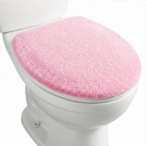 Microfiber Toilet Lid Cover, Non-Slip Soft Toilet Cover Adjustable Toilets Seat Covers Absorbent Machine Washable Covers Elastic Fits Most Round Elongated Toilets Bathroom Decor
