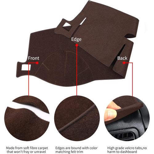 HanLanKa Dashboard Cover Dash Mat Compatible with 2007-2014 Chevy Chevrolet Tahoe Suburban,2007-13 Chevy Avalanche Silverado 1500 2500 3500 LTZ/GMC Sierra SLT Denali,2007-14 GMC Yukon XL (Brown)