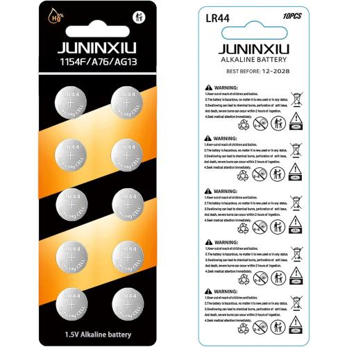 L1154f Battery AG13 Battery LR44 Batteries L1154 SR44 A76 Button L1154h Button Batteries Alkaline Coin Cell (10 Count)