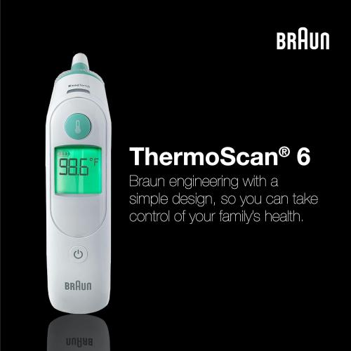 Braun ThermoScan 6 Ear Thermometer with Color-Coded Digital Display, ExacTemp Stability Indicator, Baby and Infant Friendly, No. 1 Brand Recommended by Pediatricians, IRT6515