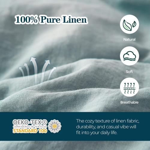 Simple&Opulence Body Pillow Cover 20 x 54,100% Pure Linen, Ultra Soft and Breathable, Body Pillowcase with Envelope Closure for Adults(Dusty Blue)