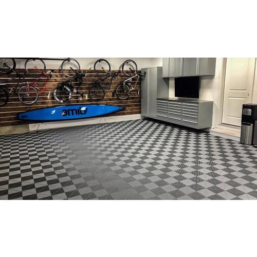 MATTE GREY Ribtrax PRO Interlocking Garage Floor Tiles, 15.75 x 15.75-Inch, Pearl Grey, 24 Piece Set