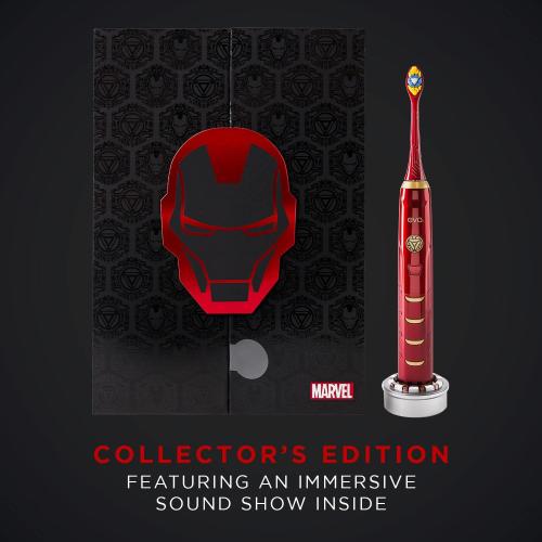 evo IRM-1 Iron Man Rechargeable Sonic Toothbrush, Marvel Electric Toothbrush for Adults, Soft Brushes for Adults with 2-Minute Timer, Replacement Heads & Charger Included