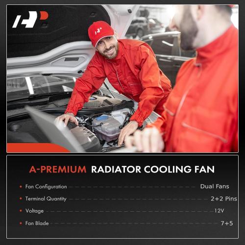 A-Premium Engine Radiator Cooling Fan Assembly Compatible with Select Honda Models - Accord 2003 2004 2005 2006 2007 - Replace# 19020PND003, 38611RAAA01