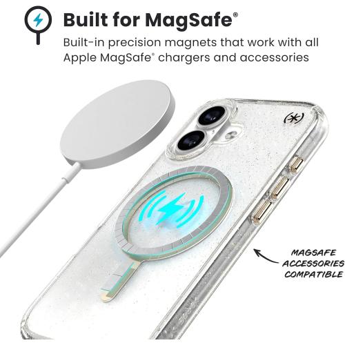 Speck Presidio LUX for iPhone 17 Case, MagSafe-Compatible, Slim Protective Case, Glitter/Gold Metallic