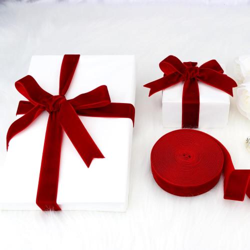 1 Inch Velvet Ribbon 10 Yards LVYOUIF Single-Sided Velvet Ribbon Trim Perfect for Christmas Trees Gift Wrapping Bouquets Wedding Decor and DIY Crafts Wine-239