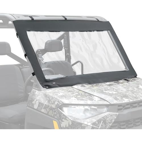 KEMIMOTO Soft Front Windshield, PVC Waterproof Panel Compatible with Polaris Ranger XP 1000 / Crew 2017-2025
