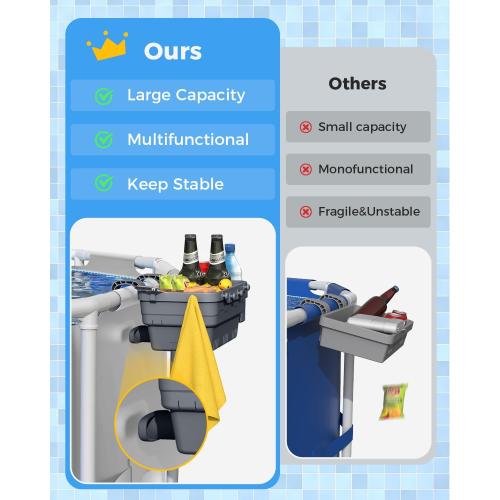 Poolside Storage Basket for Above Ground Pools, Above Ground Pool Accessories, Swimming Pool Storage Basket with Pool Cup Holder, Versatile Organization for Pool Accessories(1Pack)