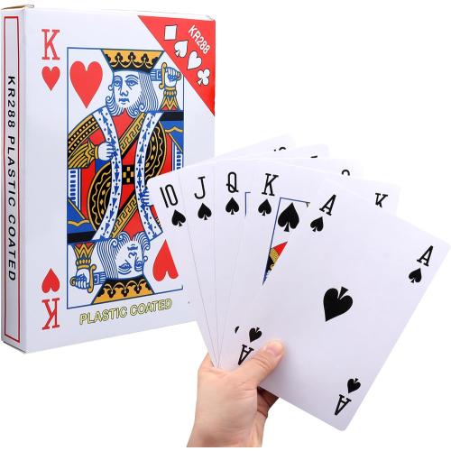 GSE Games & Sports Expert Jumbo Playing Cards, Large Oversized Playing Cards, Huge Poker for Adults, Seniors, Casino Party Decorations
