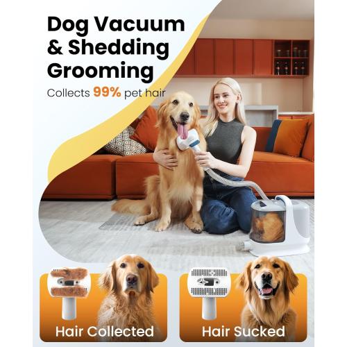 BLACK oneisall Dog Grooming Vacuum, 13000Pa Powerful 3L Dust Cup Pet Grooming Vacuum with Dog Clippers & Shedding Brush 7 Dog Grooming Kit, 3L Dust Cup, Super Quiet, 3 Suction Levels, BM3