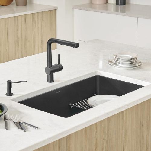 BLANCO, Anthracite 440149 PRECIS SILGRANIT Super Single Undermount Kitchen Sink, 32 X 19