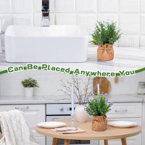 Tobeelec 3 Pcs Babys Breath Artificial Flowers in Small Burlap Bag Vases -Gypsophila Faux Flowers Farmhouse Home Coffee Table Bookshelf Office Desk Decorations Kitchen Dining Room Fake Plants Indoor