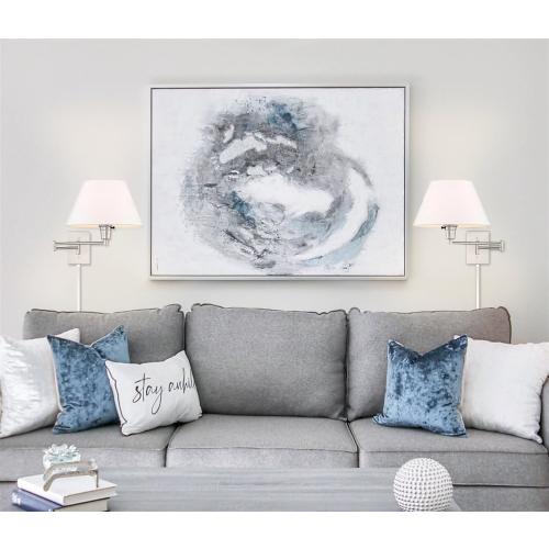 Modern Swing Arm Wall Sconce   3-Way Switch, 2-Pack | White Empire Fabric Shade, 2-in-1 Plug In or Hardwired Bedroom Wall Lamp, Satin Nickel Finish