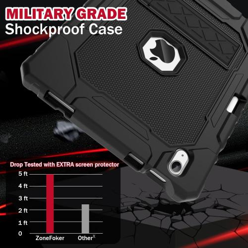 Case for iPad (A16) 11th/10th Generation 11/10.9 inch 2025/2022, Heavy Duty Military Grade Shockproof Rugged Cover with Pencil Holder/Stand for i Pad 11th / 10 th Gen (Black)