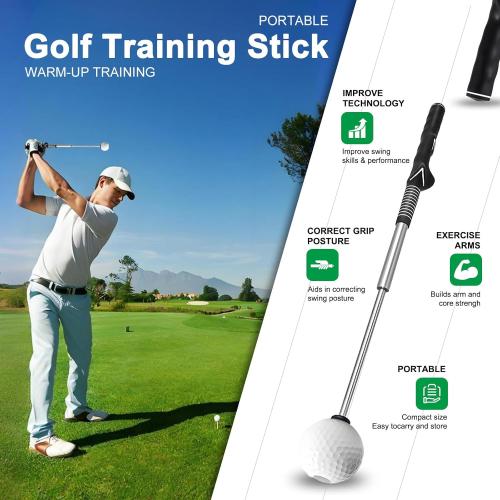 Retractable Golf Swing Trainer - Pro Handed Click Stick Golf Grip Trainer | Golf Grip Swing Training Aid Ideal for Beginners