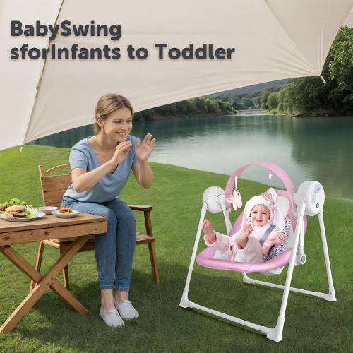 Baby Swing SpaceSaver Ultra-Compact Foldable Infant Swing (Fits in 5.3 Gaps!) 6 Speed Modes | Portable Newborn Swing for Travel/Car/Picnic (0-9M, 6-20lbs)