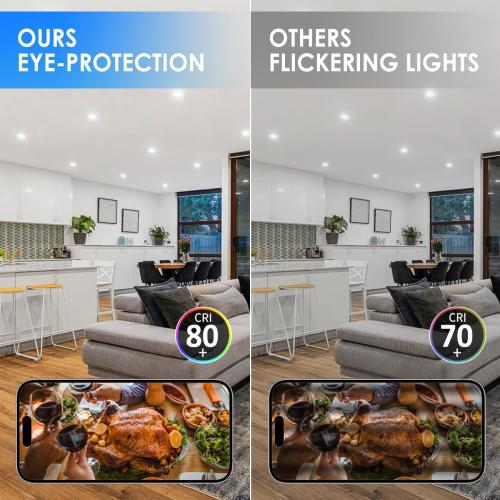 ANWIO Recessed Lighting 6 Inch, 5CCT Flat Retrofit LED Recessed Lights Can Needs, 2700/3000/4000/5000/6000K Selectable Can Lights 10W(120W Equivalent) CRI 80  Dimmable E26 Base IC Rated & ETL 8 Pack