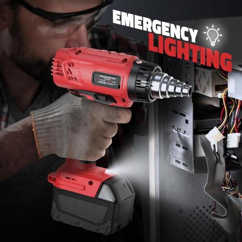 LIVOWALNY Heat Gun Compatible with Milwaukee 18V Battery: 350W Cordless Battery Powered Heat Gun 122℉~1022℉ (50℃~550℃) -Variable Temperature Control w/LED Digital Display for Shrink Tubing, Vinyl Wrap