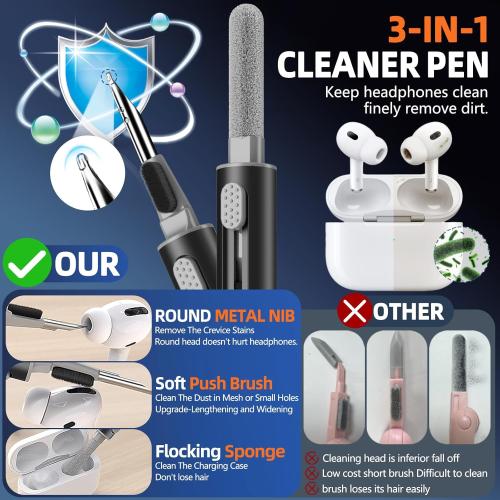 Compatible with AirPods Pro 2nd/1st Case,Magnetic Automatic Lock with Cleaning Kit,Compatible with Magsafe Cover -Black