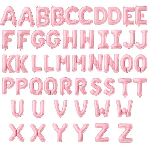 52 Pieces 16 Inches A-Z Letter Balloons – 2 Sets of Alphabet Mylar Balloon (Each Letter Includes 2 Balloons) for Party Decorations, Birthday, Graduation and Hanging Alphabet Banners (Pink)
