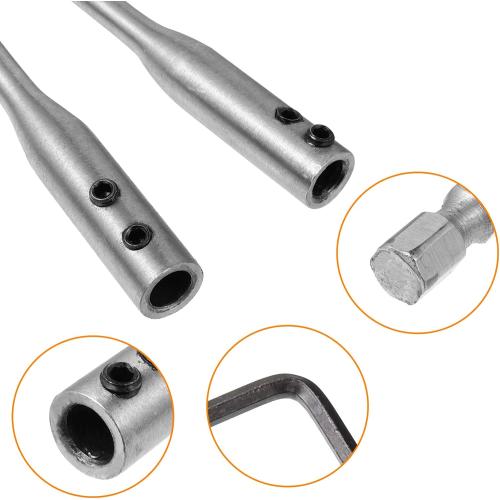 Hotop 4 Pieces 1/4 Extension Drill Bit Set Wood Spade Drill Bit Extension, 6 and 12 Inches with 2 Pieces Key, Use with High-Carbon Steel Wood Spade