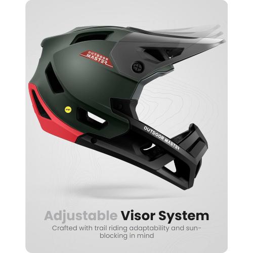 Size large OutdoorMaster MIPS Full Face Mountain Bike Helmet for Men & Women - Two Removable Chin Pad, Ventilation Lightweight - Racing Downhill DH BMX MTB Helmet