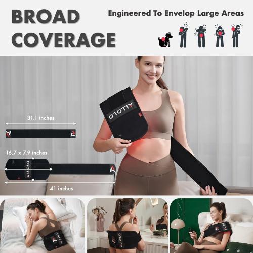 ALLOLO Red Light Therapy for Body, 16.7*7.9 660nm&850nm Infrared Red Light Therapy Belt with Pulse for Back Waist Muscle Pain Relief, 3-in-1 LED Bead with Controller Timer Gift for Women Men