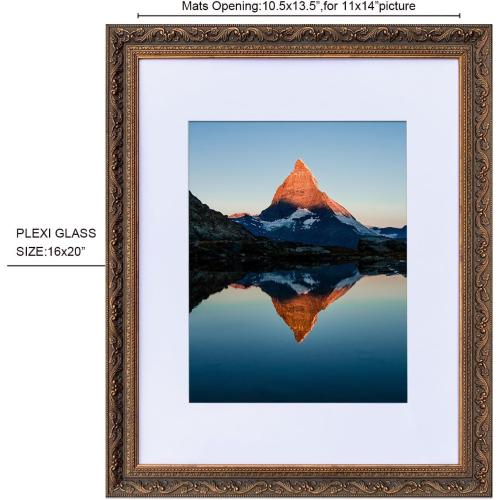 16 x 20 Inch Antique Gold Picture Frame Matted to Display a 11 x 14 Inch Photo